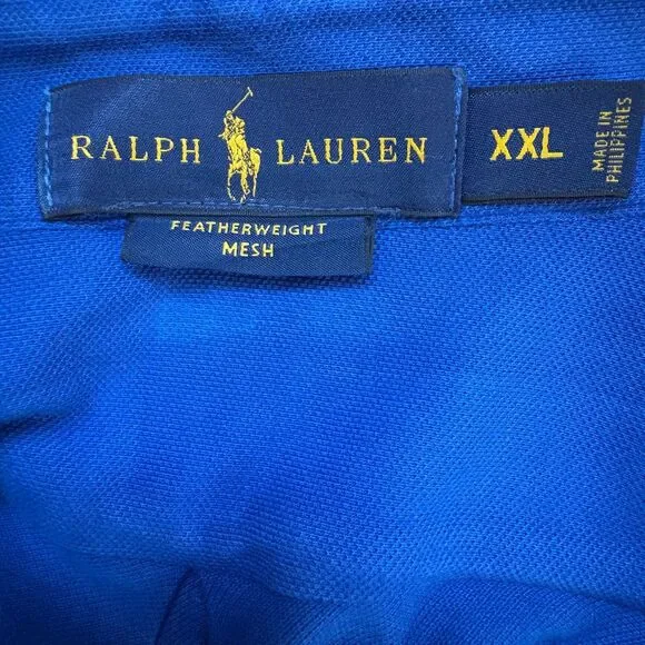 Ralph Lauren Featherweight Mesh Shirt Mens XXL Blue Button Down Long Sleeve - Picture 4 of 4